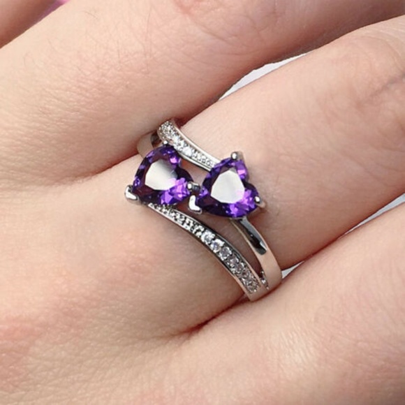 Jewelry - Elegant 925 Silver Amethyst Ring New